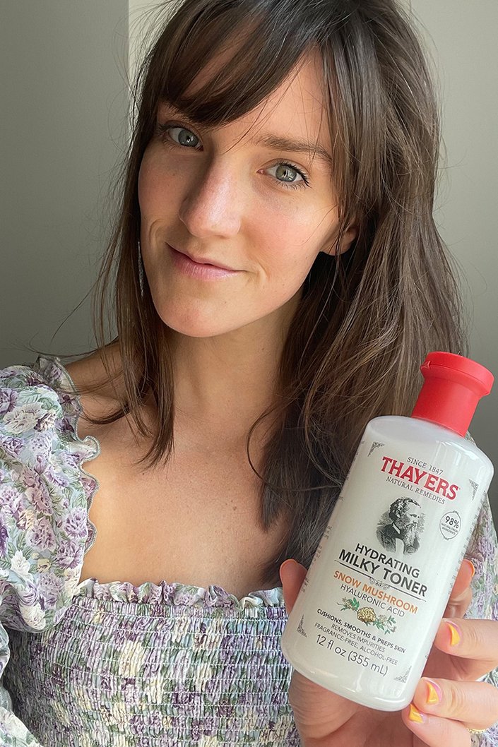 Editor posing with the Thayers Milky Toner