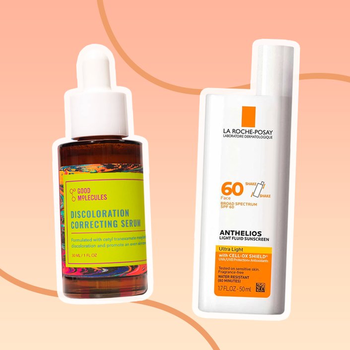 La Roche-Posay Anthelios Ultra Light Fluid Facial Sunscreen SPF 60 and Good Molecules Discoloration Correcting Serum