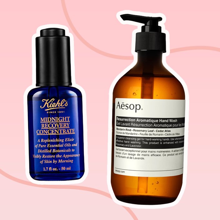 photo of Kiehl's Midnight Recovery Concentrate Moisturizing Face Oil and Aēsop Resurrection Aromatique Hand Wash